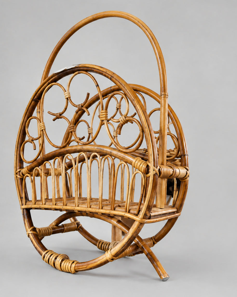 Italian Bamboo Magazine Rack, in the Manner of Franco Albini, c.1960s