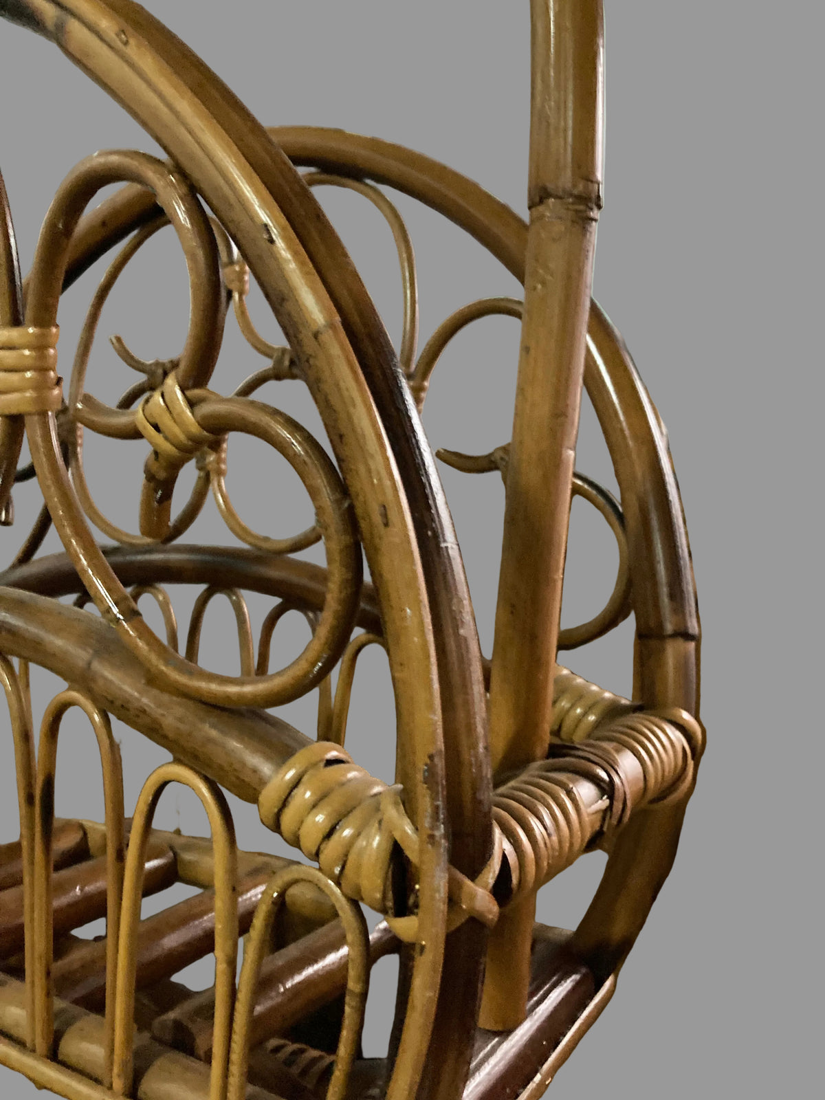 Italian Bamboo Magazine Rack, in the Manner of Franco Albini, c.1960s
