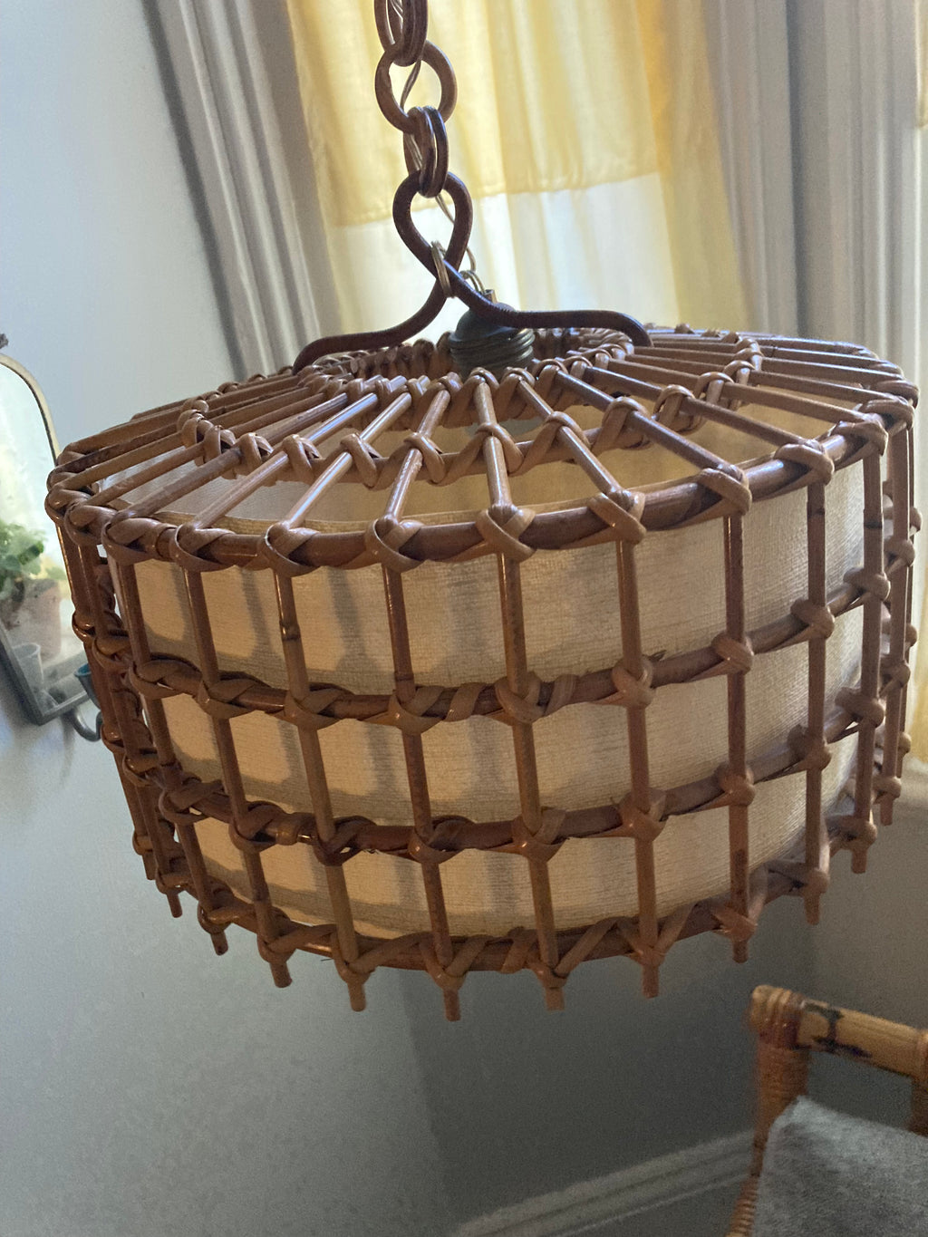Vintage 1970s Italian Bamboo Pendant Light