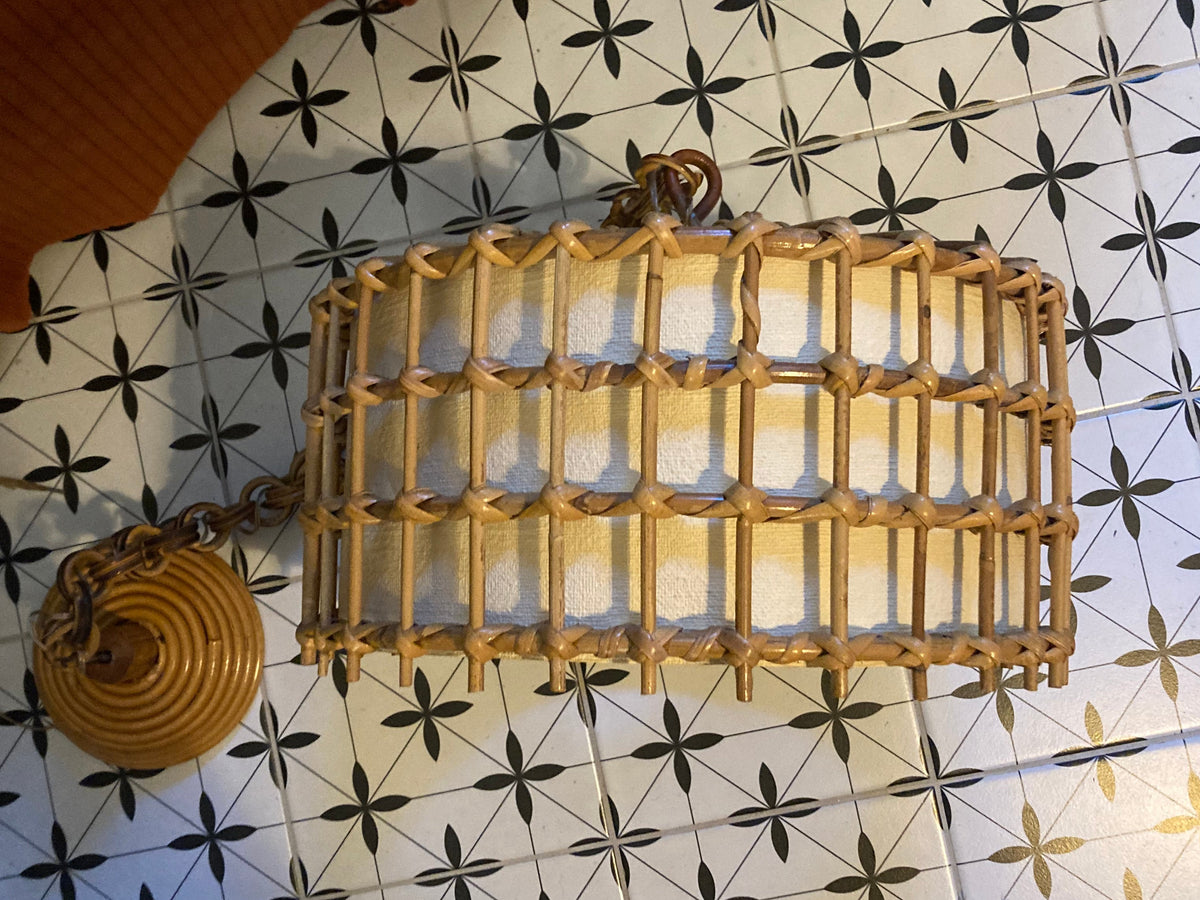 Vintage 1970s Italian Bamboo Pendant Light