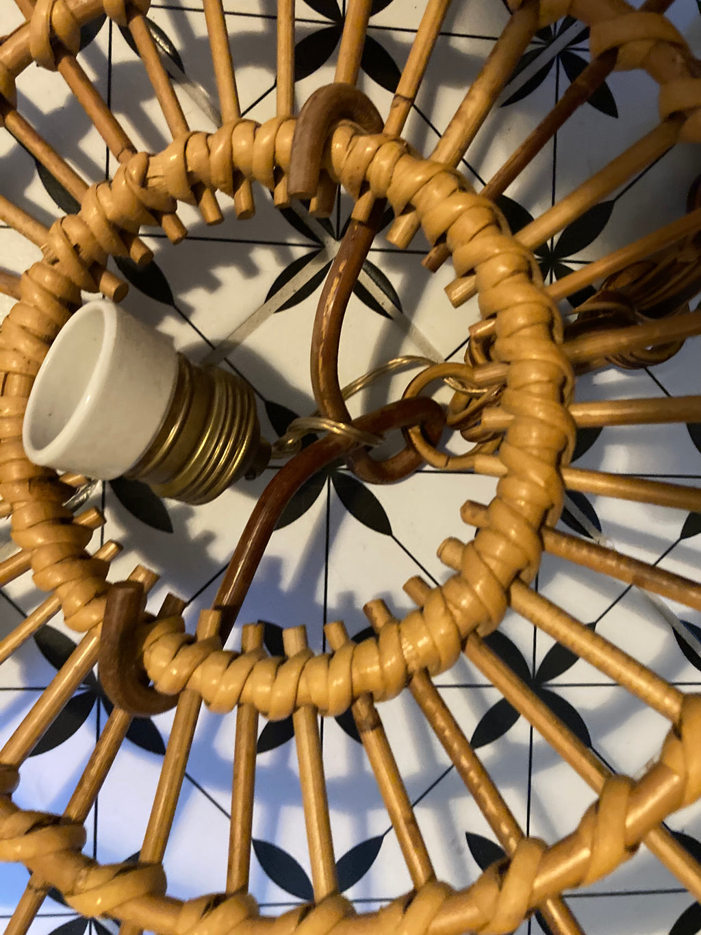 Vintage 1970s Italian Bamboo Pendant Light