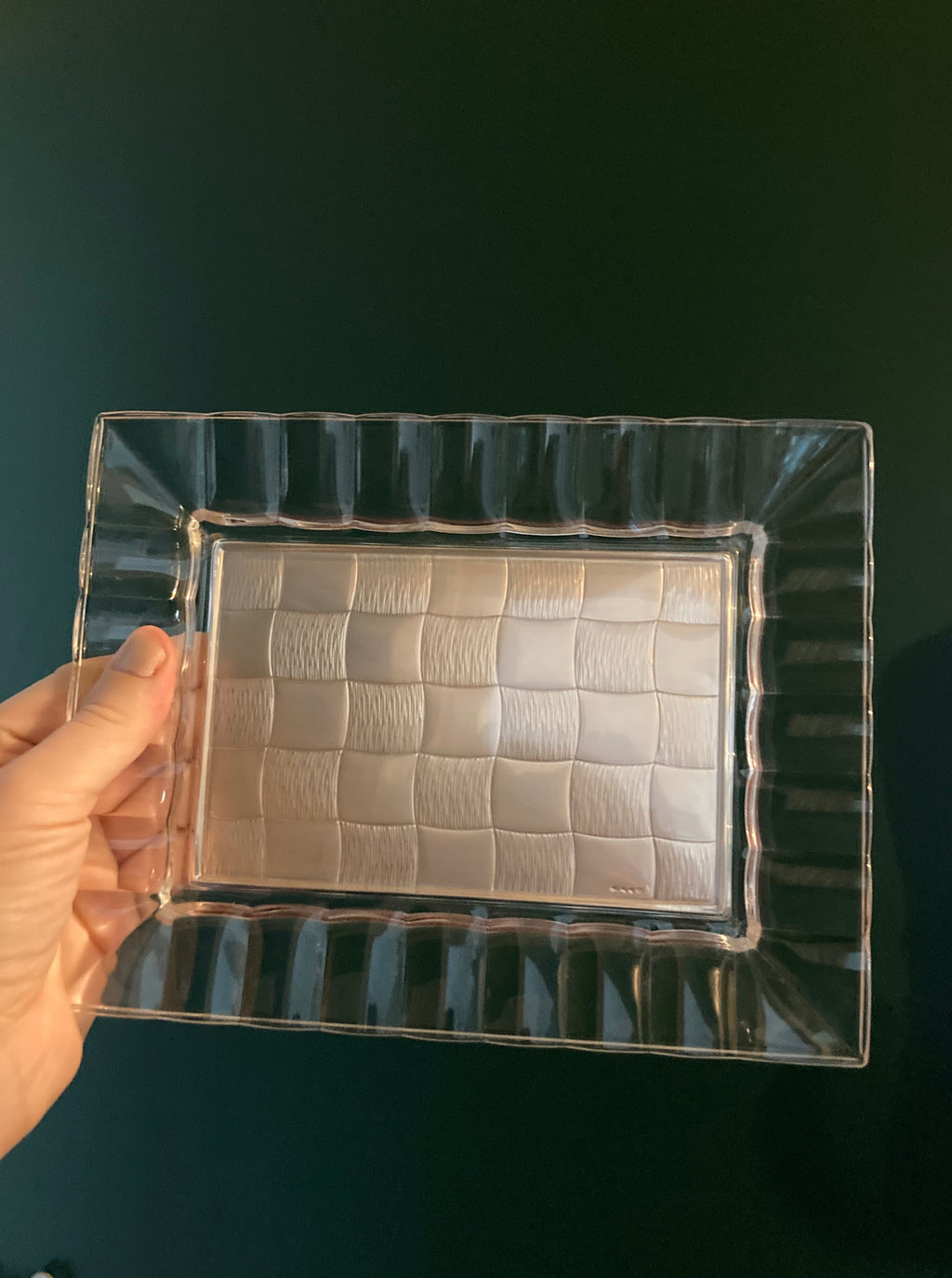 Murano Glass Vide-Poche with 925 Silver Overlay Panel, Italy, c.1970s–80s