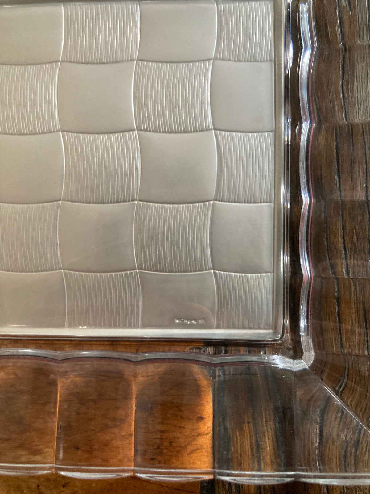 Murano Glass Vide-Poche with 925 Silver Overlay Panel, Italy, c.1970s–80s