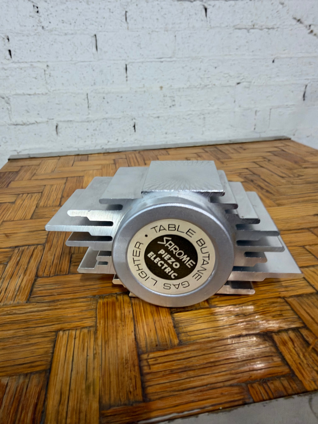 Sarome 'Tabic'  Table Lighter, Finned Aluminium and Chrome, Japan, c.1970s