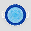 Ceramica Galba Hand-Painted Serving Bowl, Blue Spiral with Twisted Rope Handles, Italy, c.1990s