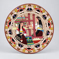 Large Sardinian Hand-Painted Ceramic Charger, Spinner and Weaver with Ballo Sardo Border, Italy, c.1960s–1970s
