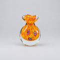Small Murano Glass Vase, Orange and Yellow with Millefiori Murrine, Italy, c.1960s–1970s