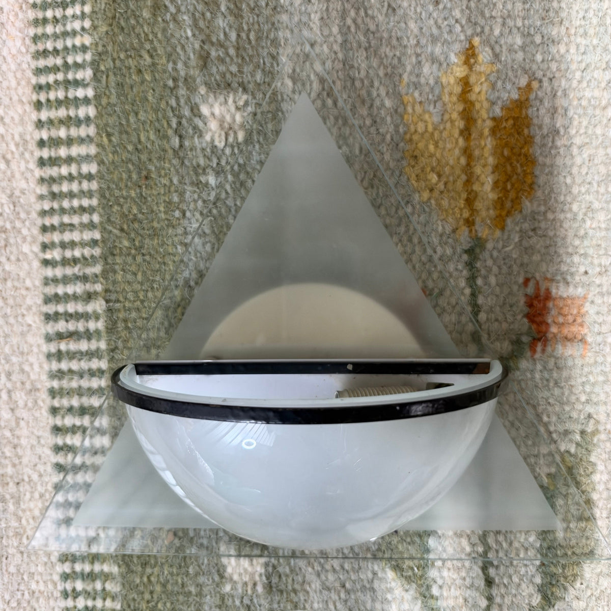 Lamperti "Illo" Wall Lights, Etched Glass and Black Metal, Pair, Italy, c.1980s
