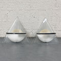 Lamperti "Illo" Wall Lights, Etched Glass and Black Metal, Pair, Italy, c.1980s