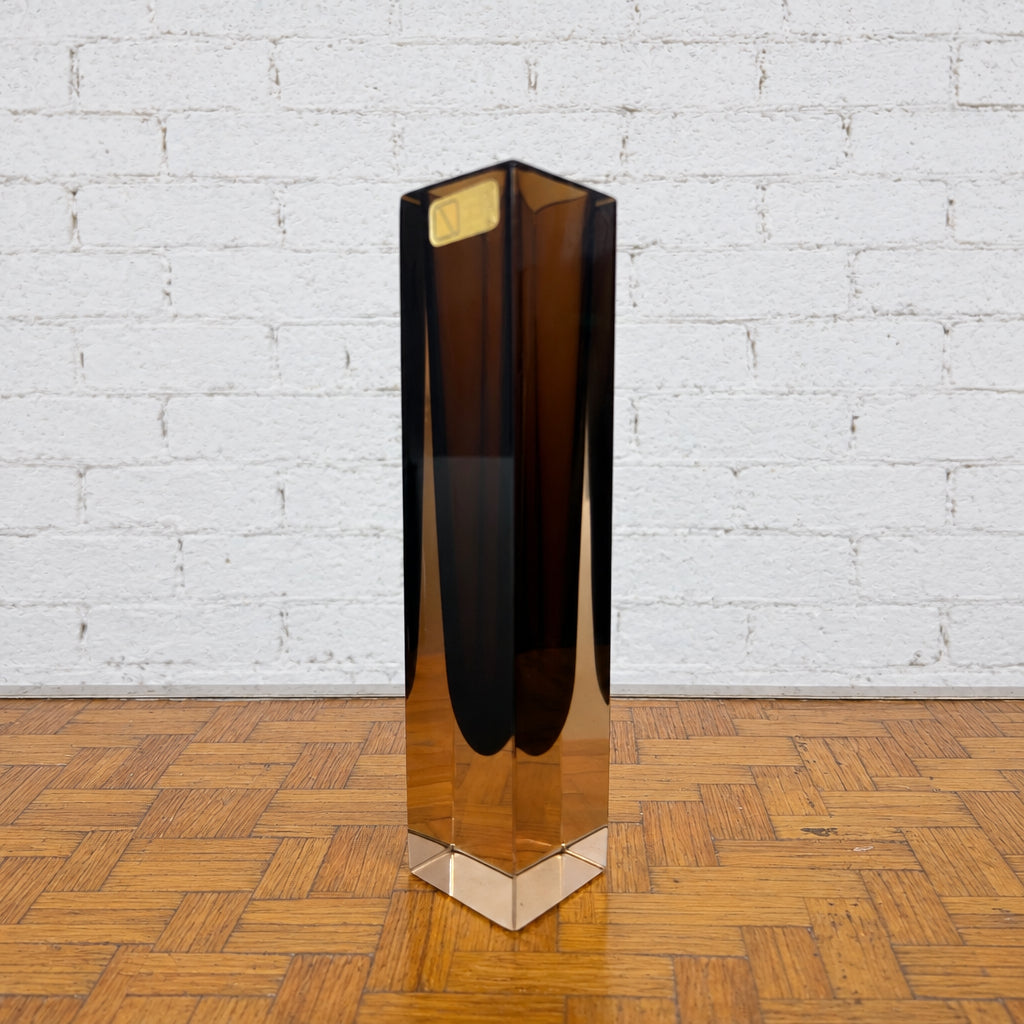 V. Nason & C. Murano Sommerso Vase, Faceted Smoky Brown Glass, Italy, c.1970s–1980s
