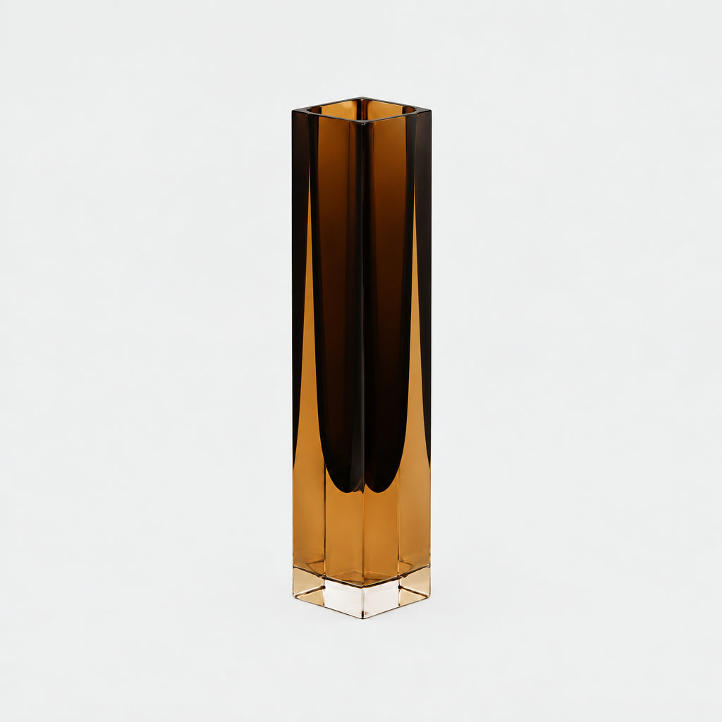V. Nason & C. Murano Sommerso Vase, Faceted Smoky Brown Glass, Italy, c.1970s–1980s
