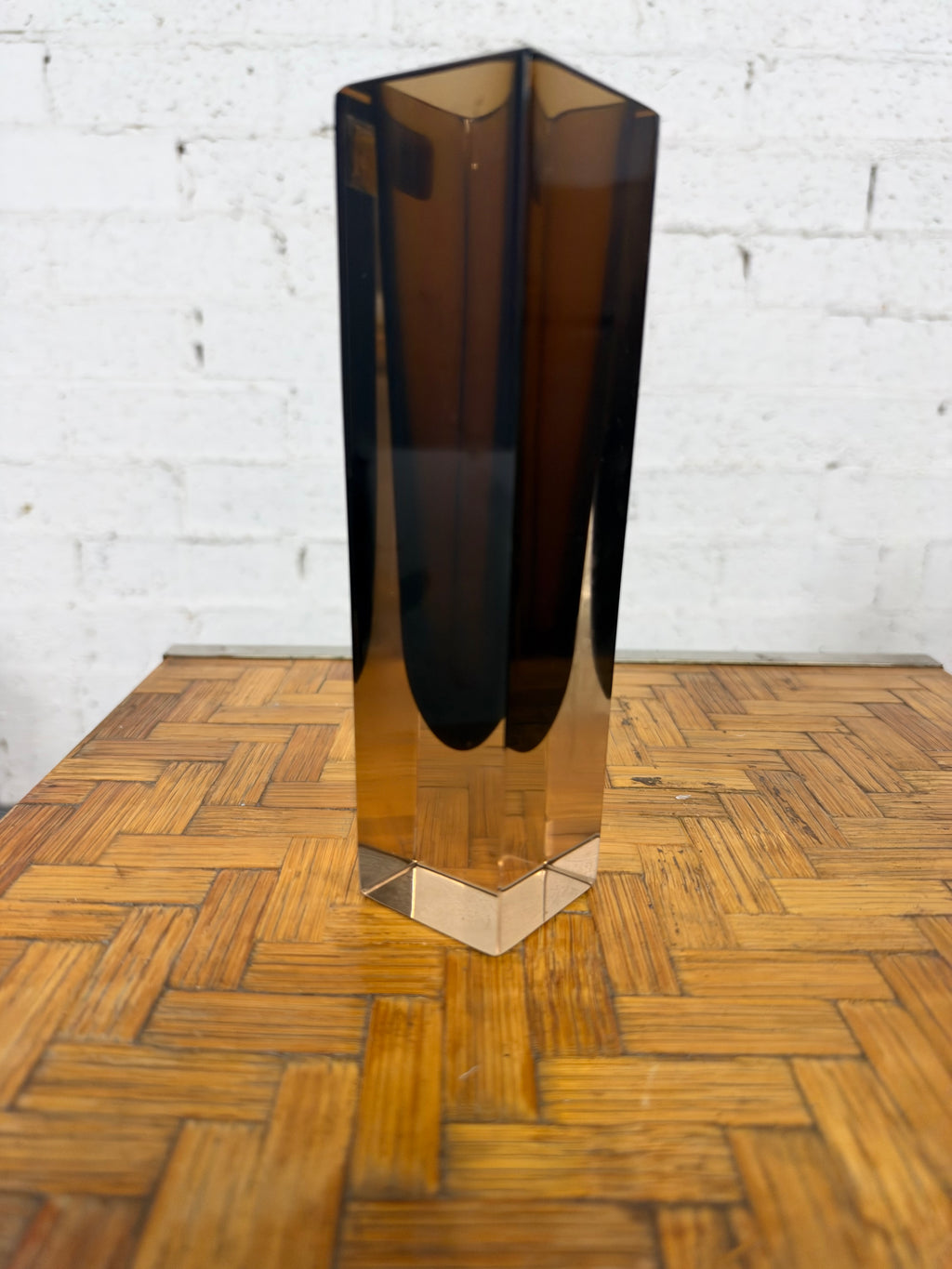 V. Nason & C. Murano Sommerso Vase, Faceted Smoky Brown Glass, Italy, c.1970s–1980s