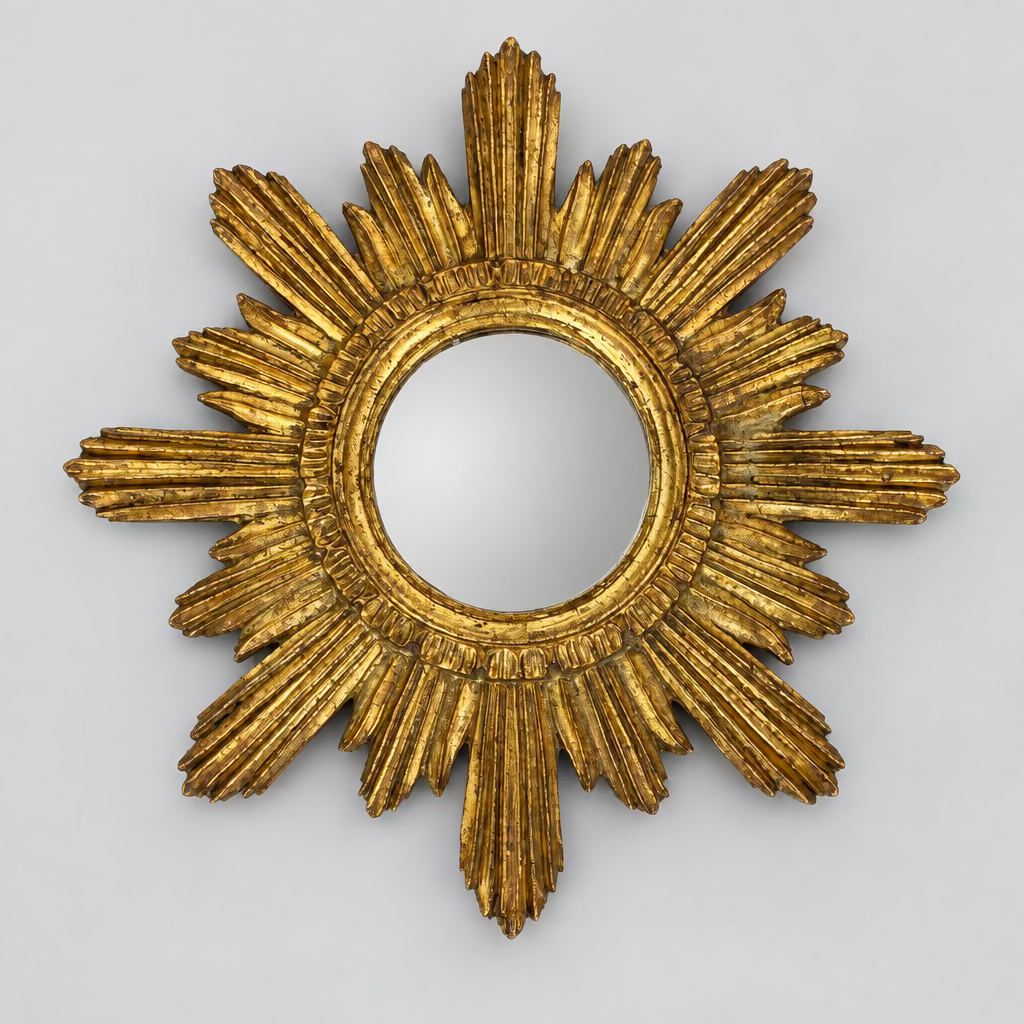 1960s Italian Gilt-Style Plaster Sunburst Mirror