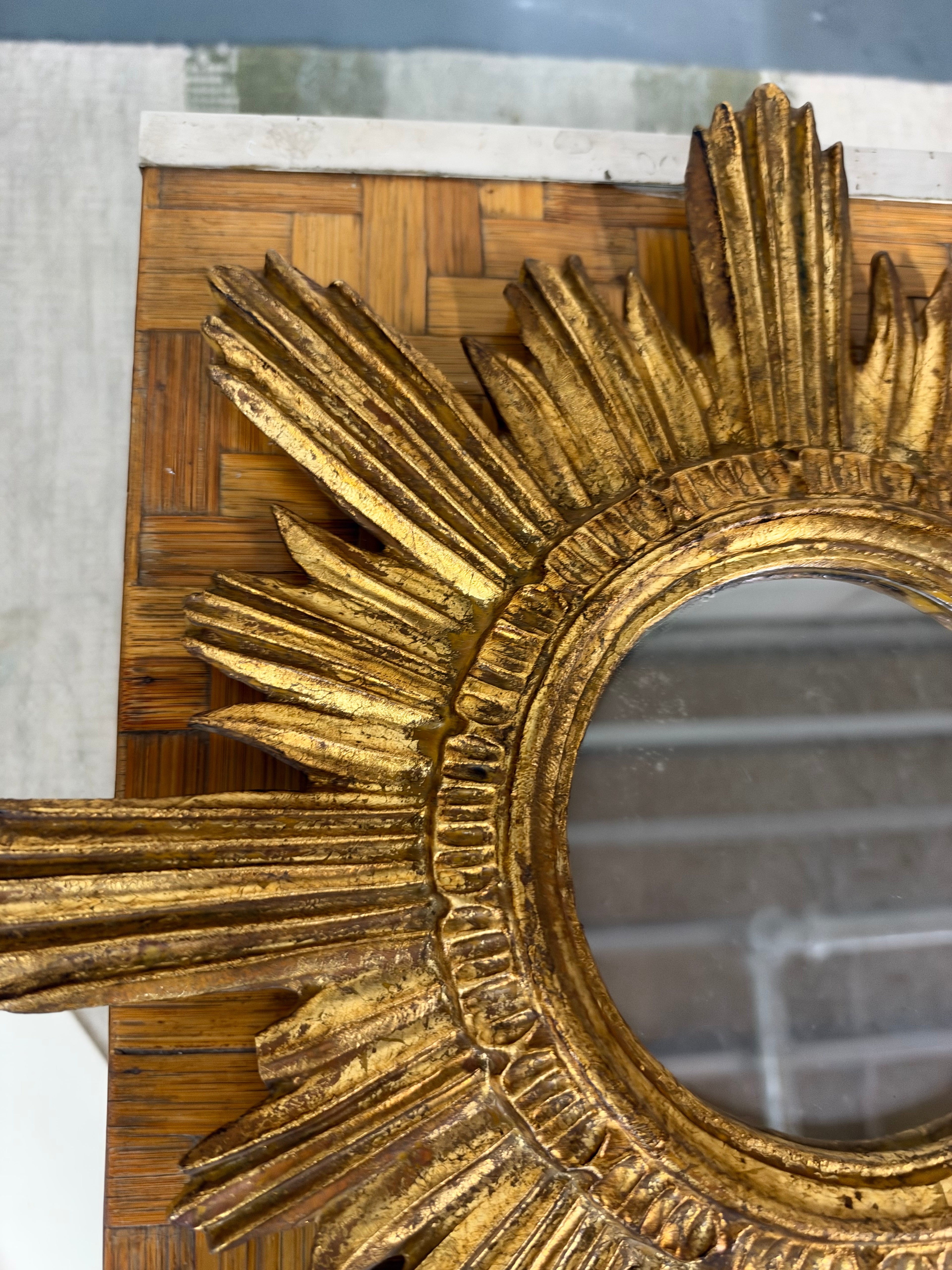 1960s Italian Gilt-Style Plaster Sunburst Mirror