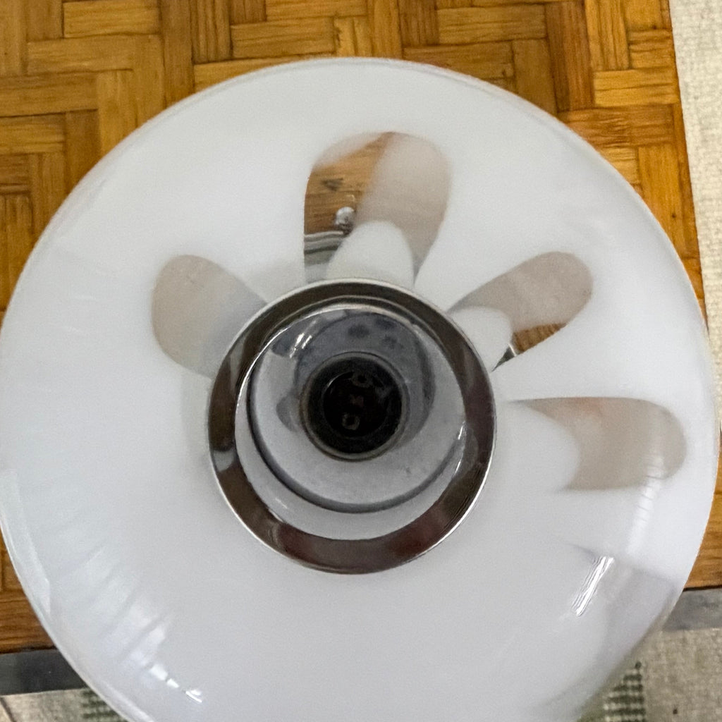 Murano Glass Table Lamp in the Manner of Carlo Nason for Mazzega, White and Clear Glass on Chrome, Italy, c.1970s
