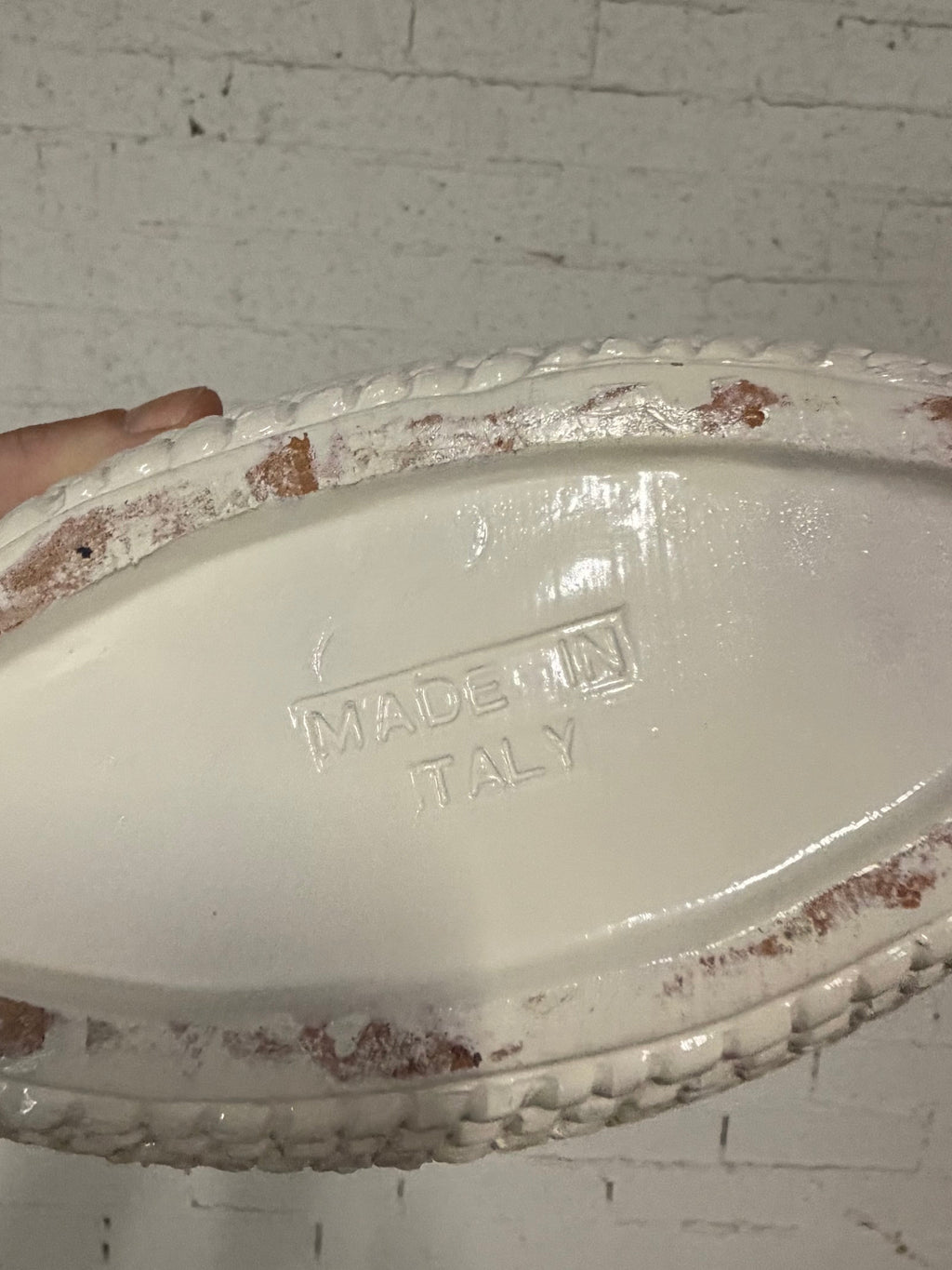 Italian White Glazed Ceramic Bowl, Textured Exterior, Italy, c.1970s