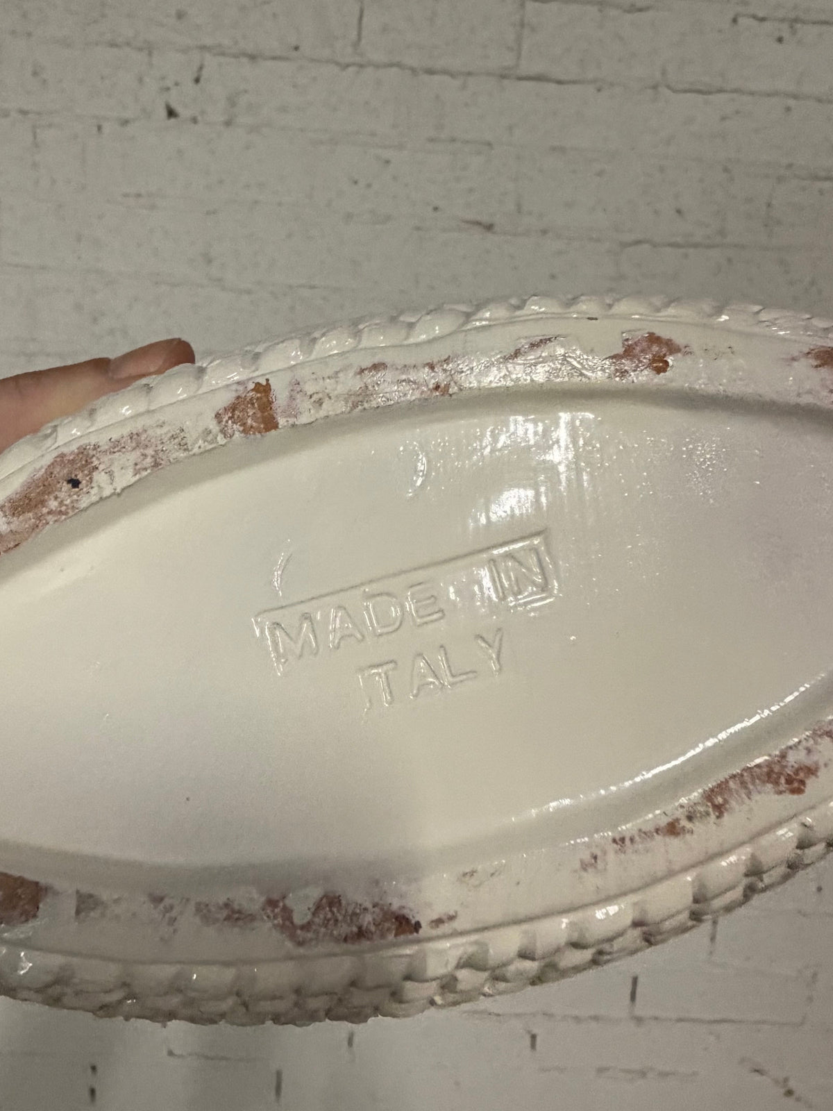 Italian White Glazed Ceramic Bowl, Textured Exterior, Italy, c.1970s