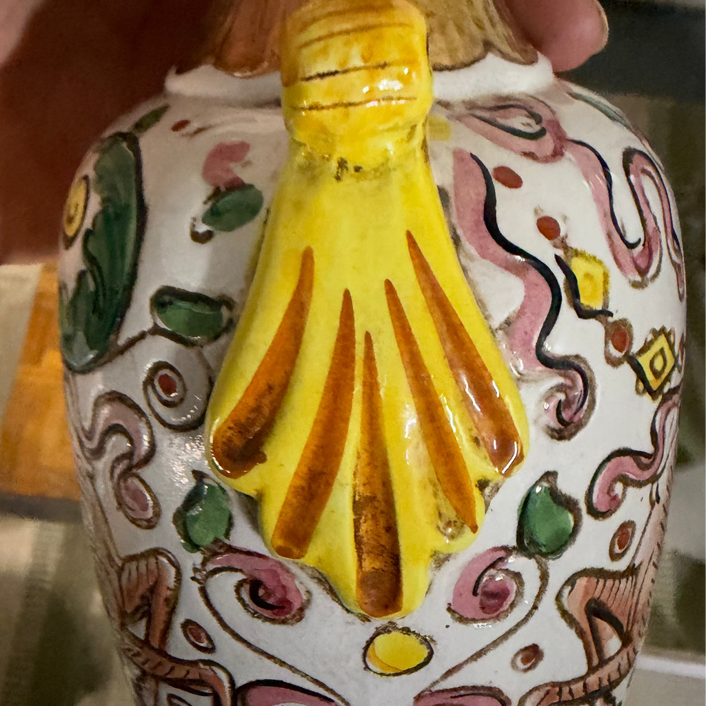 Maioliche Deruta Amphora Vase, Winged Griffin with Gilt Neck and Foot, Italy, c.1950s–1960s