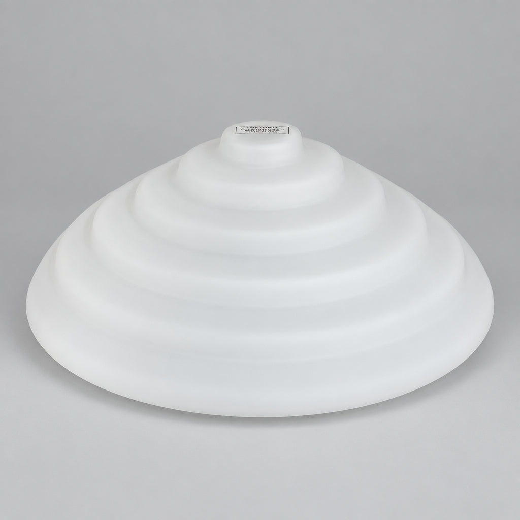 Murano Glass Flush Mount Ceiling Light, Stepped Satin White Glass, Italy, c.1980s