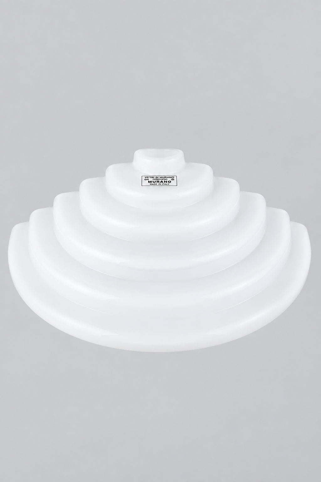 Murano Glass Half-Moon Wall Light, Stepped Satin White Glass, Italy, c.1980s