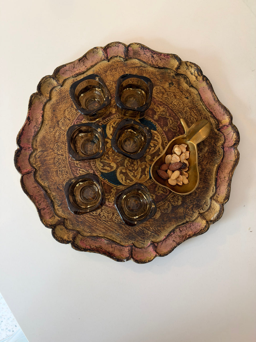 Florentine-Style Gilt Tray, Scalloped Edge, Sourced in Italy, c.1960s