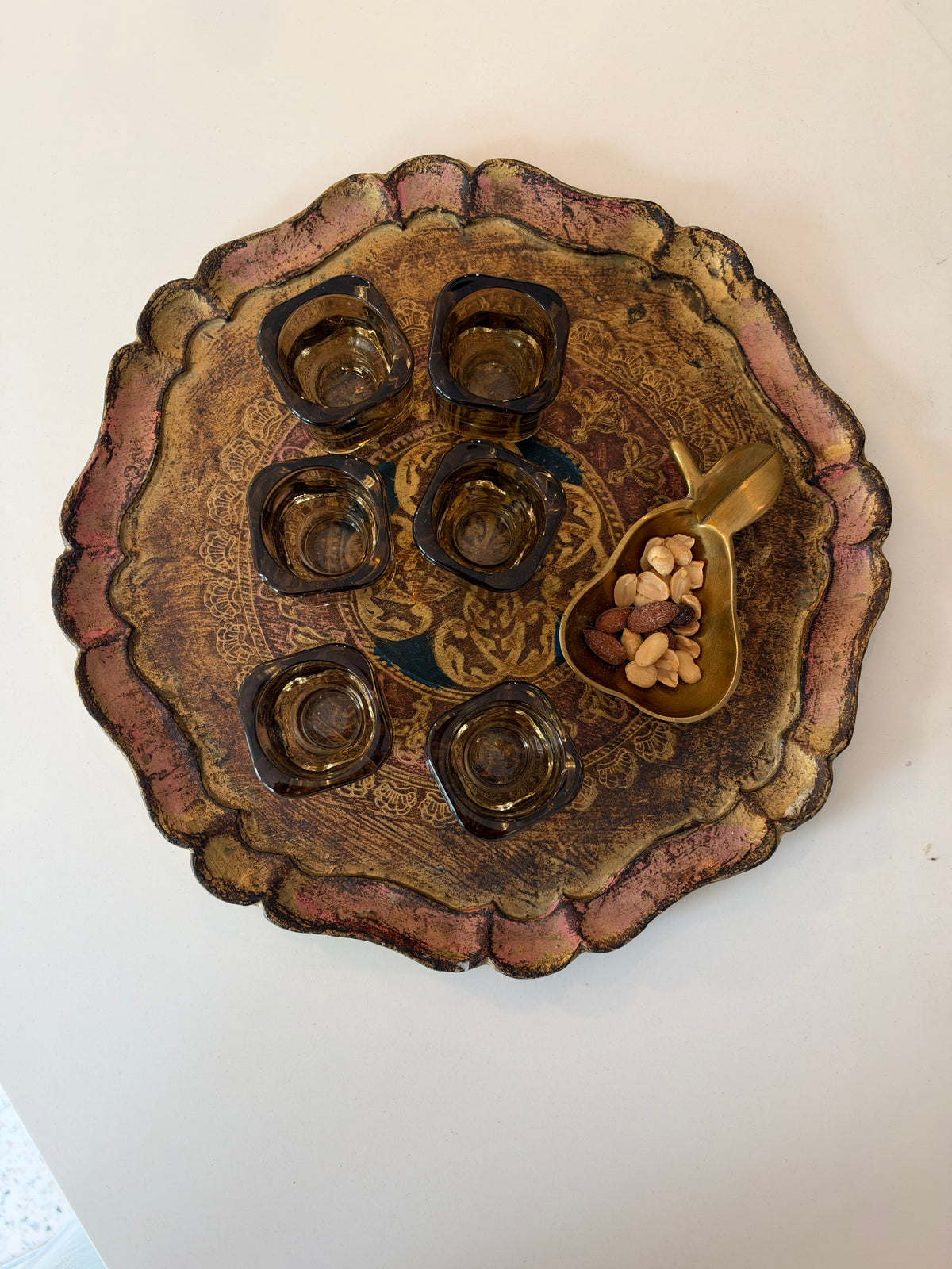 Florentine-Style Gilt Tray, Scalloped Edge, Sourced in Italy, c.1960s