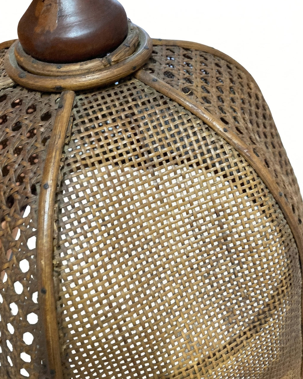 1960s Italian Woven Rattan Pendant with Wood Chain