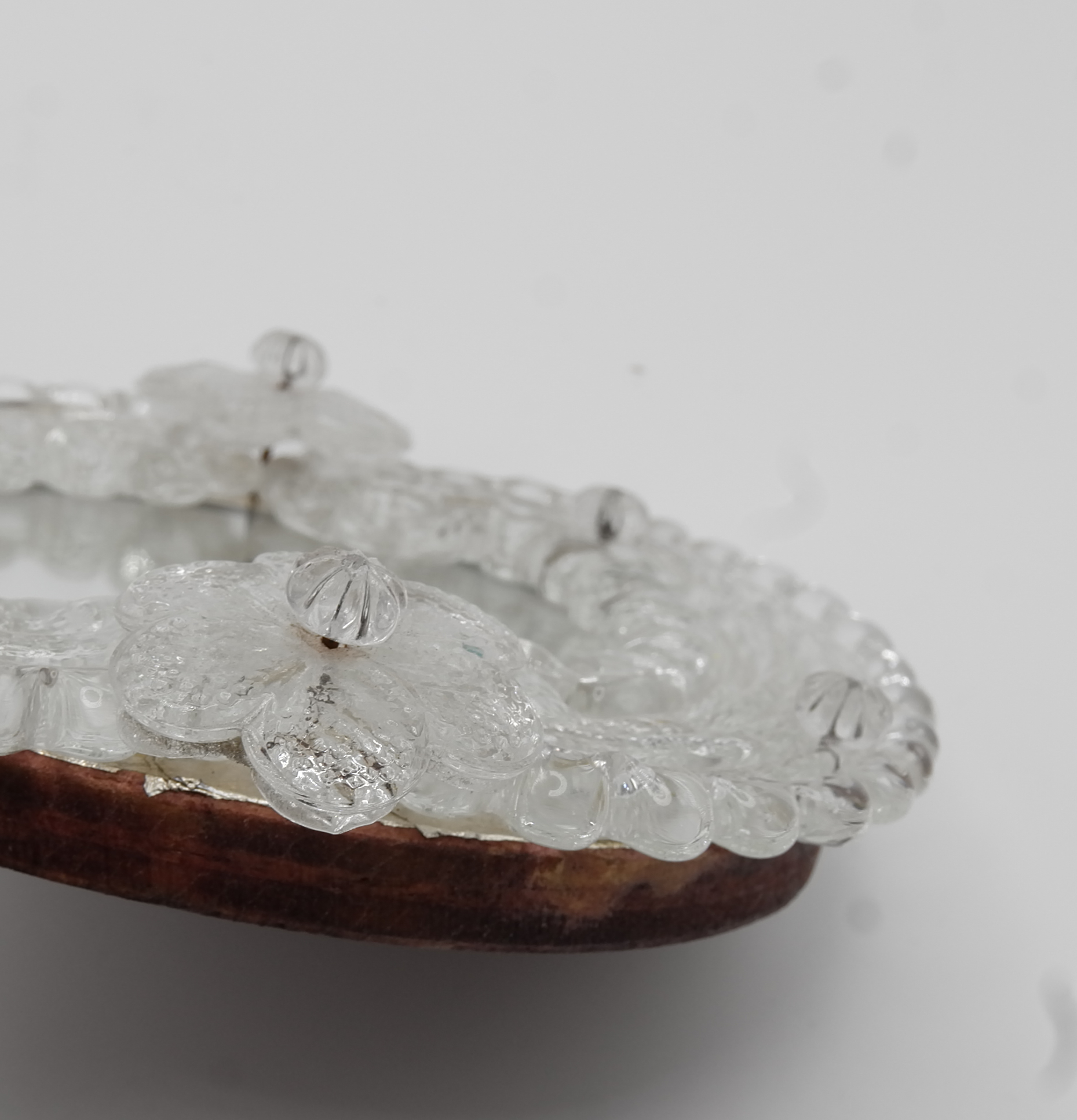 Murano Small Clear Glass Flowered Mirror, Italy, 1960s