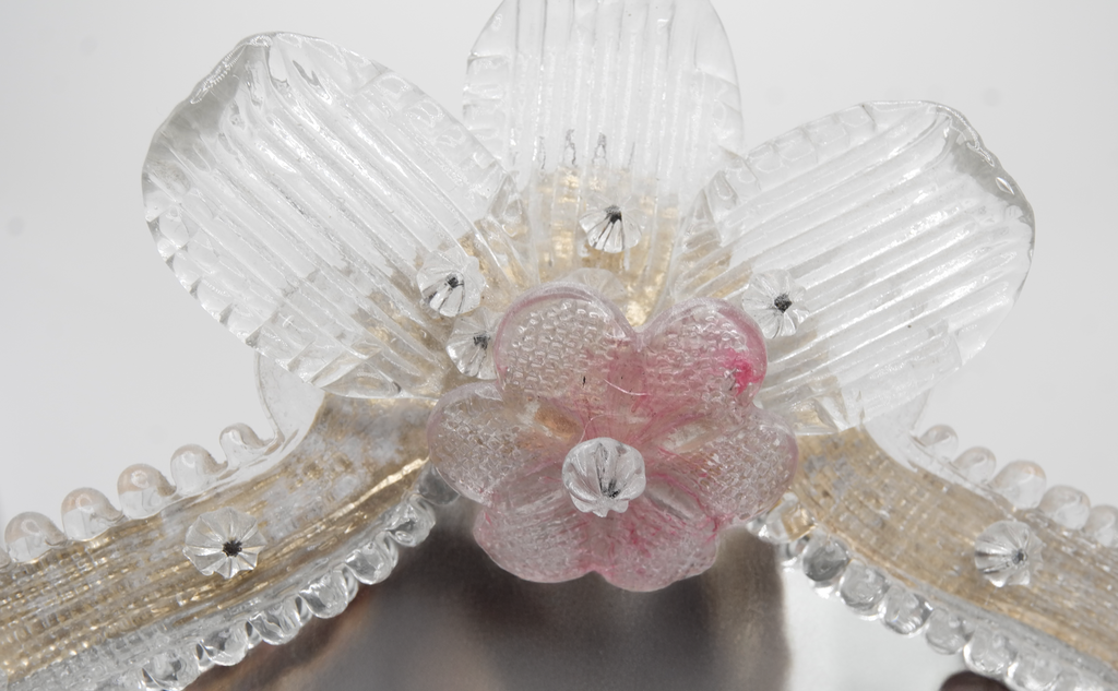 Murano Glass Flowered Mirror, Italy, 1960s