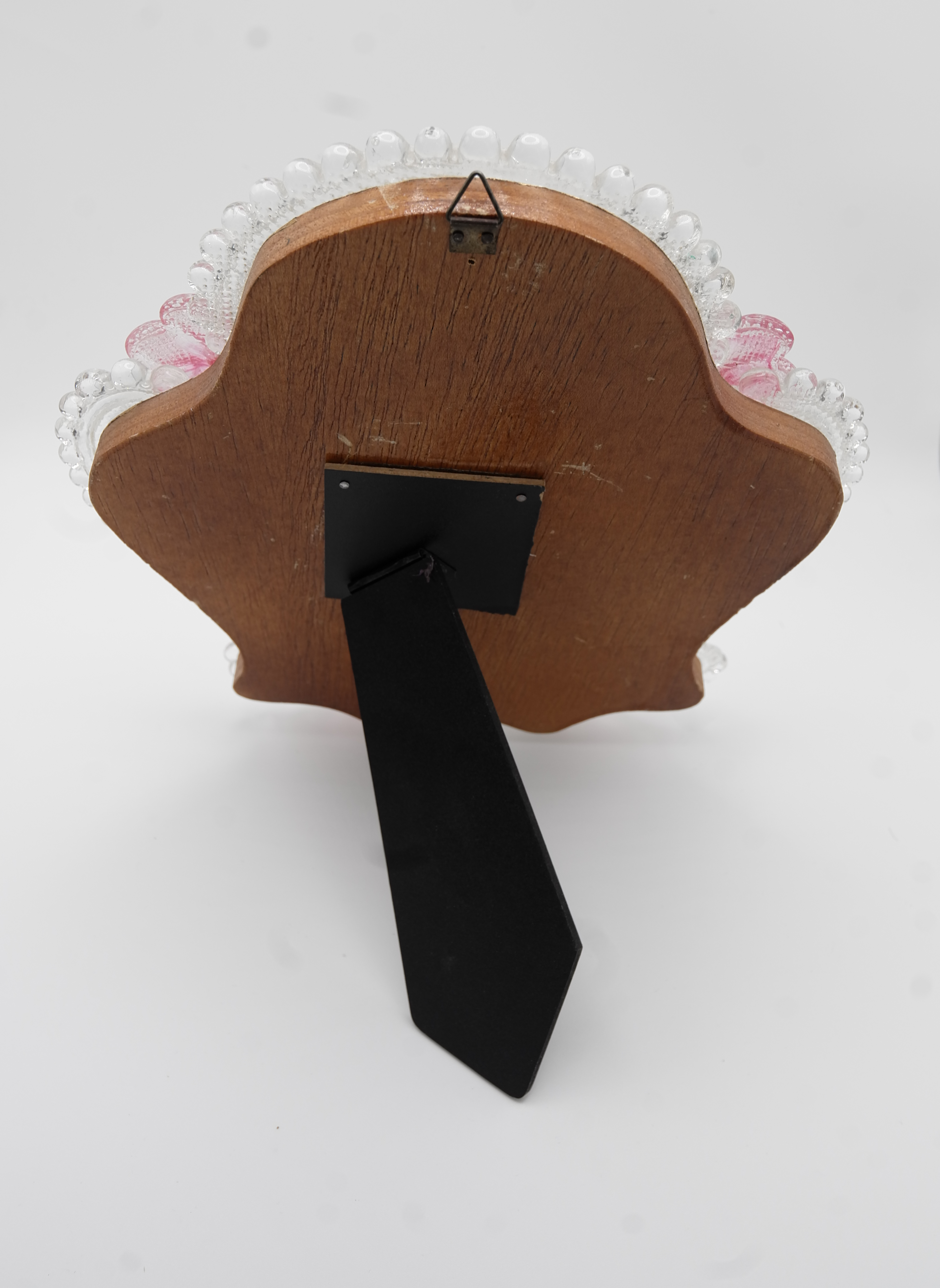 Murano Medium Pink Glass Flowered Mirror, Italy, 1960s