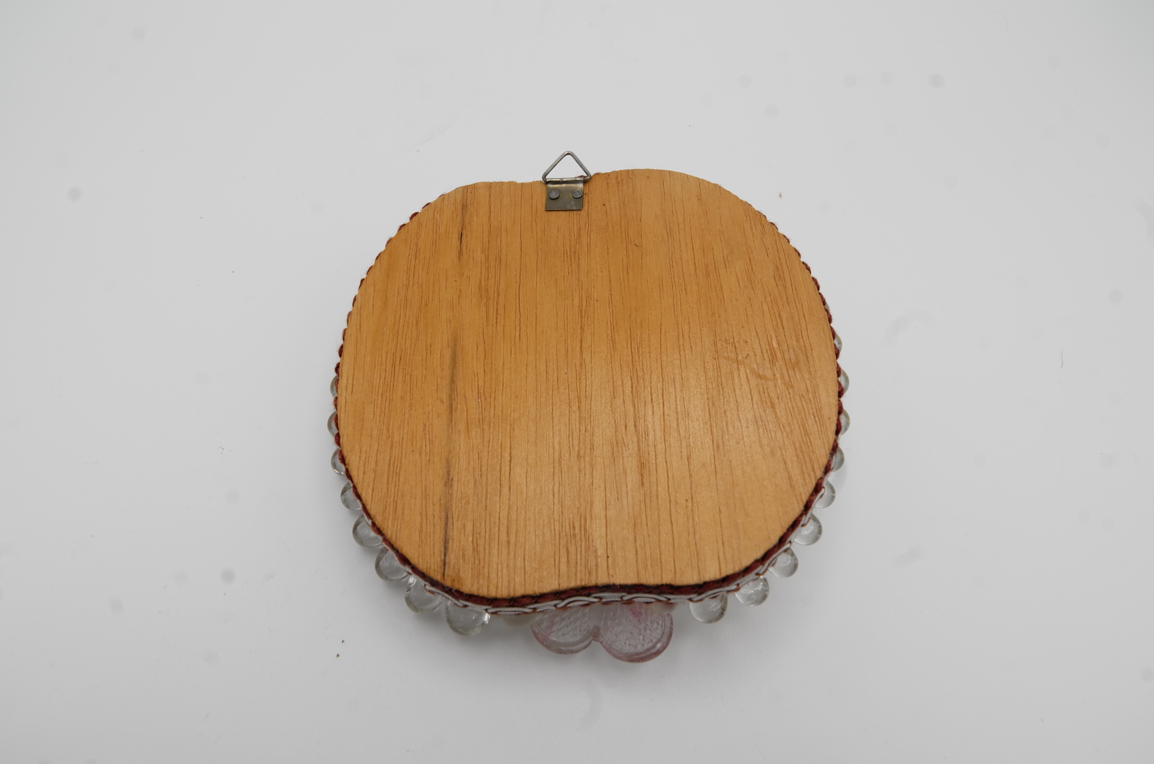 Murano Small Pink Glass Flowered Mirror with Gold Leaf, Italy, 1960s