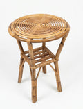 1960s Italian Rattan Side Table with Spiral Top Detail