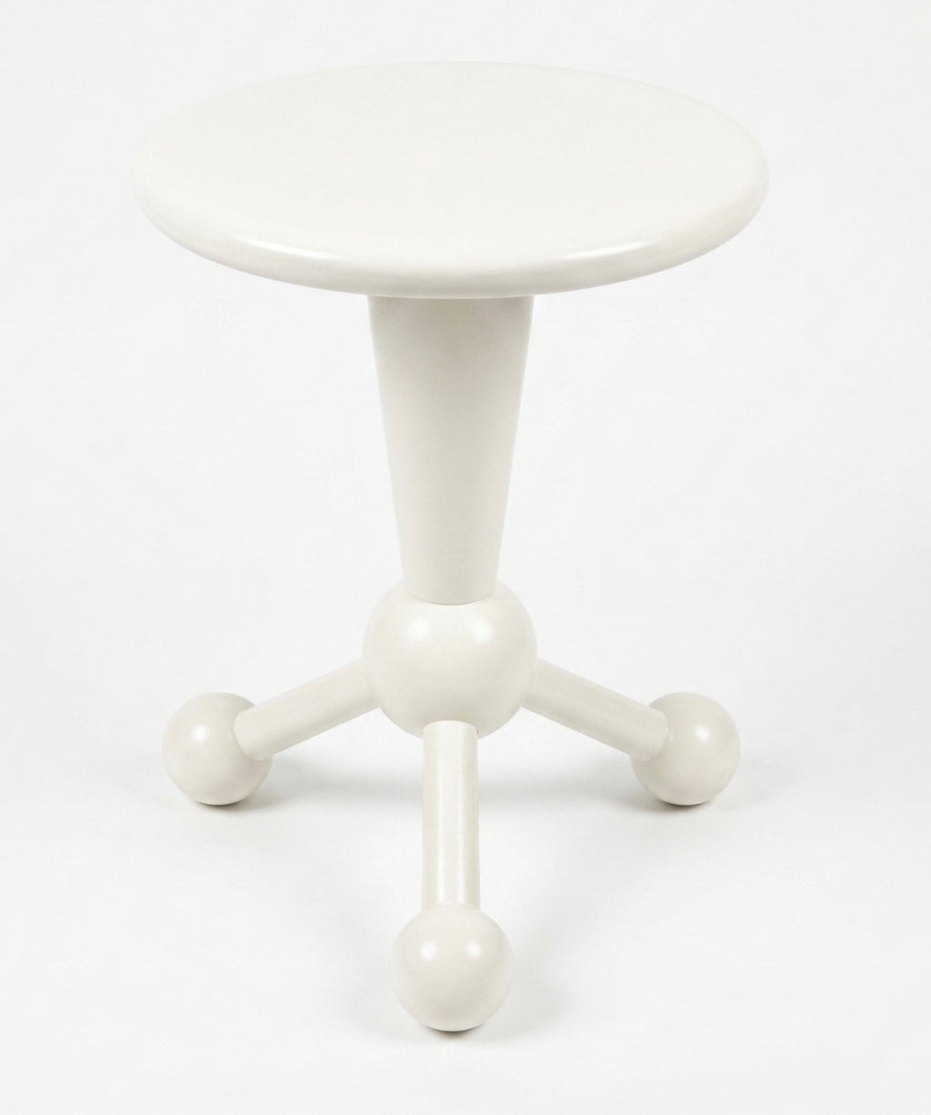 1980s Italian Hand-Painted Atomic Stool, Postmodern Geometric Design