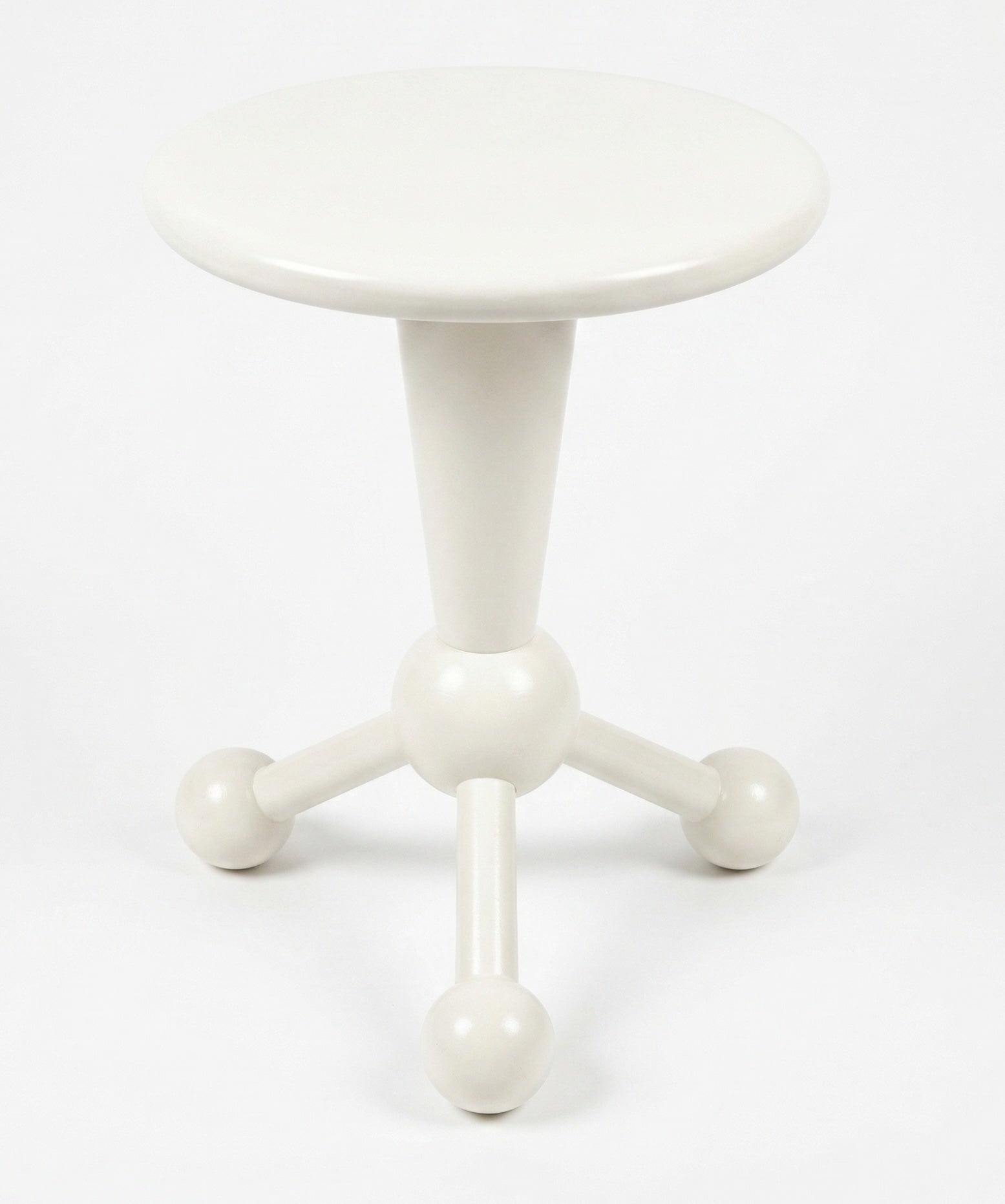 1980s Italian Hand-Painted Atomic Stool, Postmodern Geometric Design